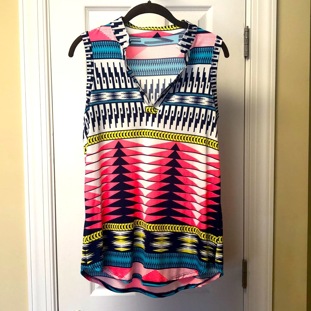 NWOT Bold Aztec Print Sleeveless Top